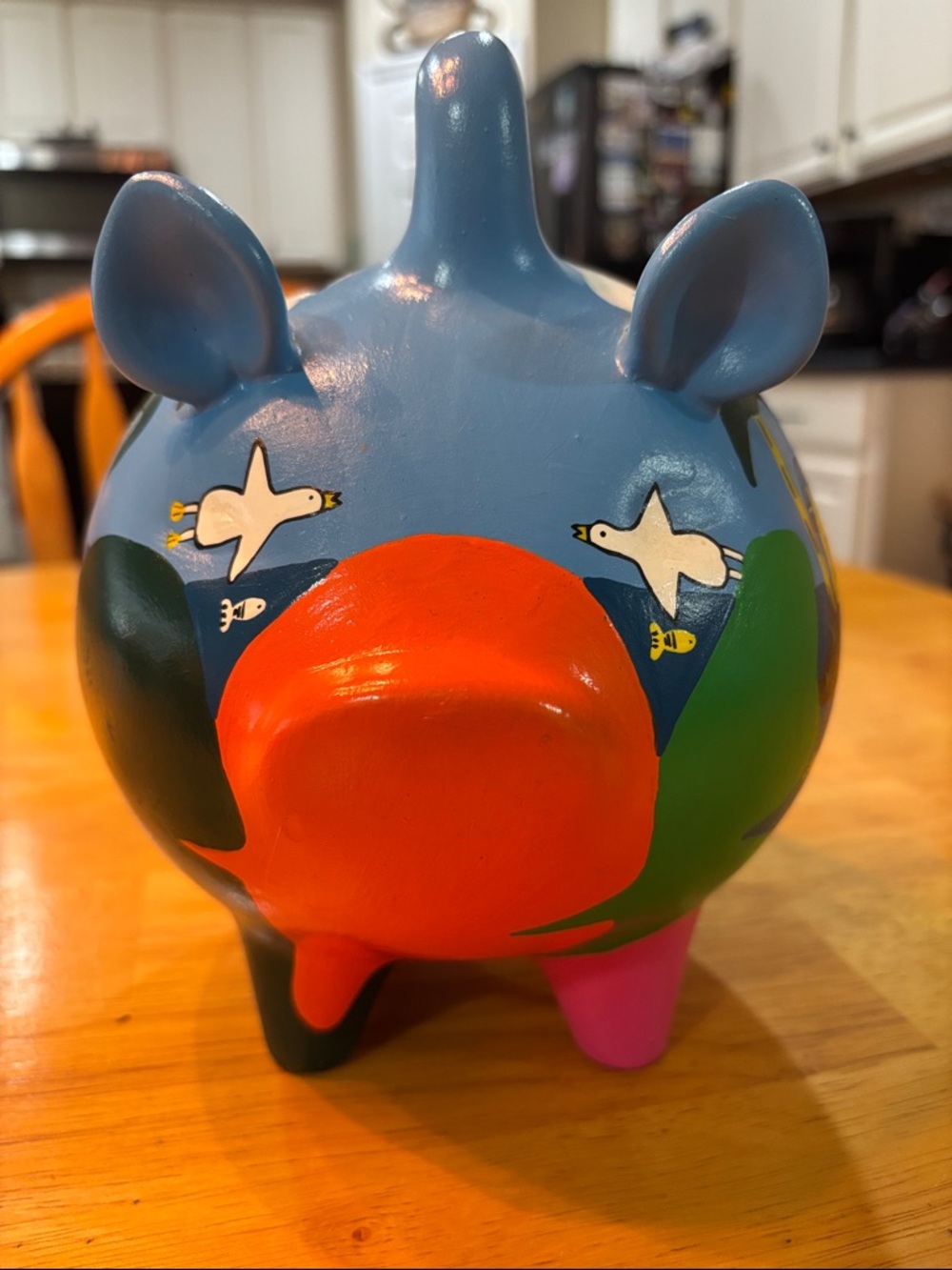 Vintage Talavera Folk Art Piggy Bank-Ducks
